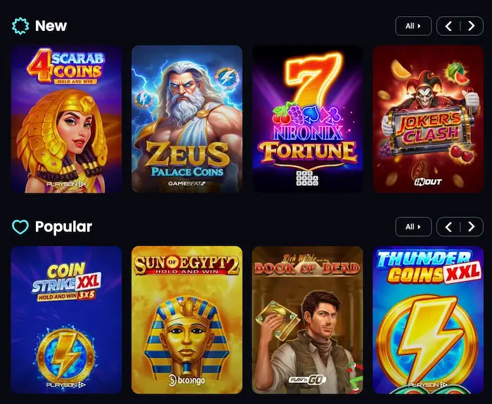 SlotoSport Casino Home games